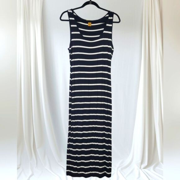 Finesse Black and White Sleeveless Scoop Neck Midi Dress, Large - Picture 1 of 4